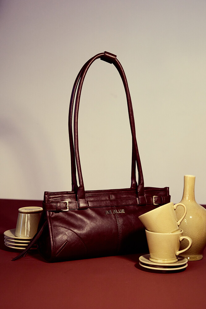 BE BLUE - BORDO VINTAGE KEMERLİ ÇANTA