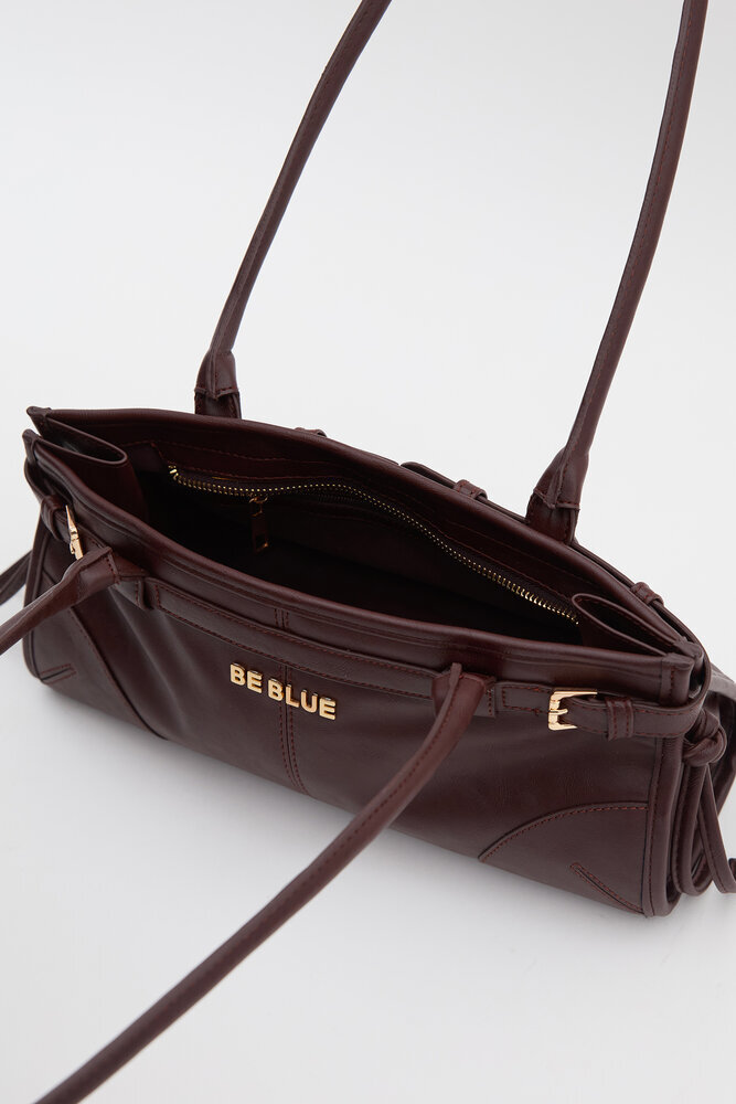 BE BLUE - BORDO VINTAGE KEMERLİ ÇANTA