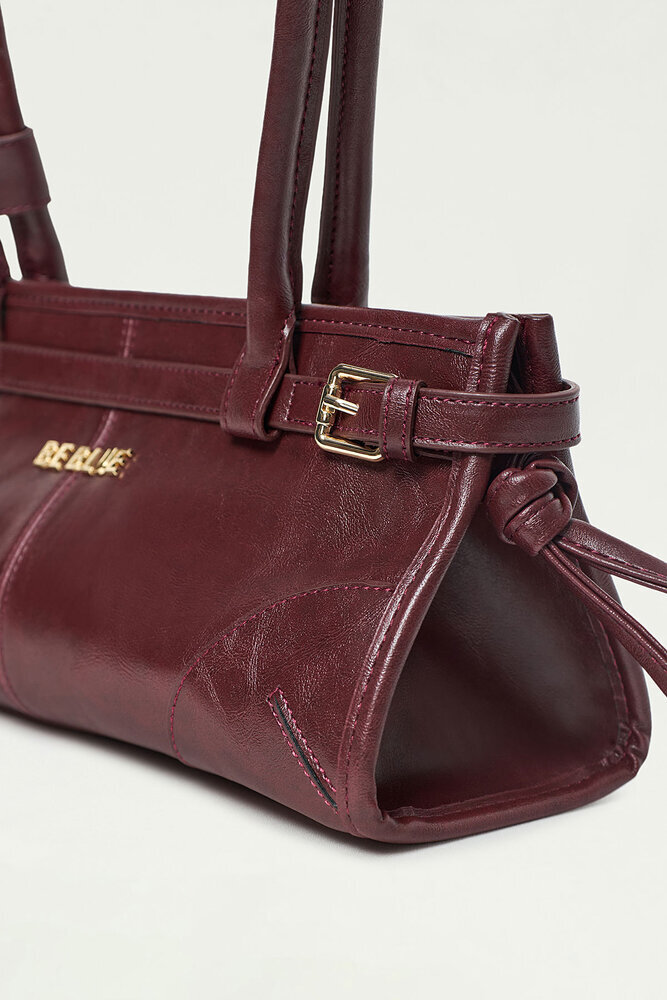 BE BLUE - BORDO VINTAGE KEMERLİ ÇANTA