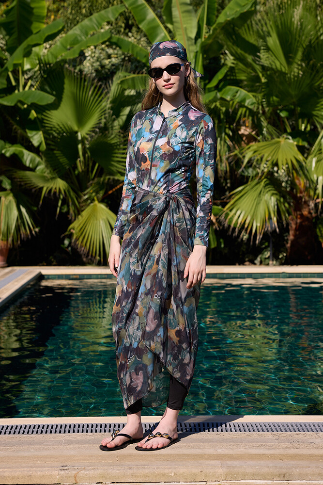 BE BLUE - BRUSH DESENLİ PAREO