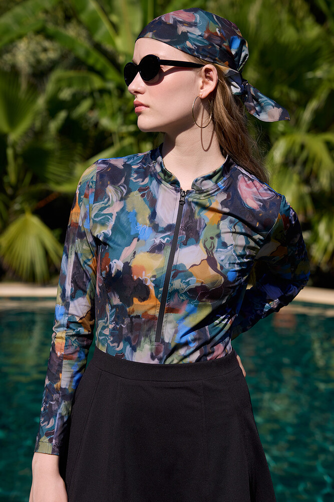 BE BLUE - BRUSH DESENLİ SURF MAYO