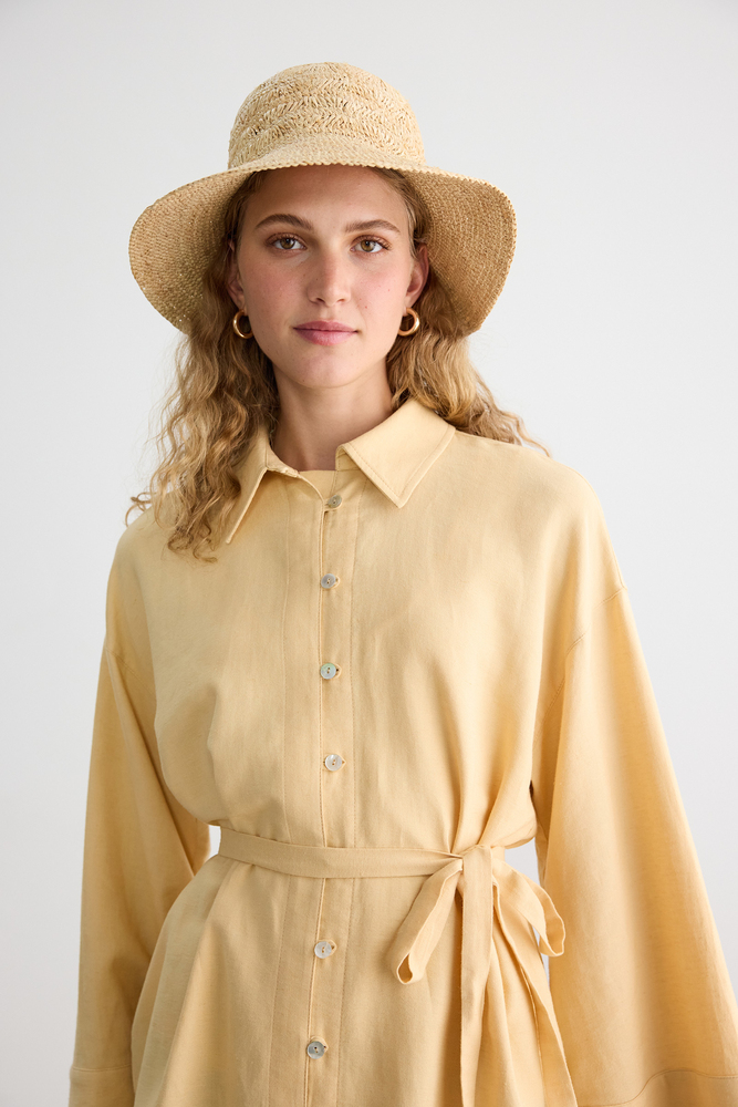 BE BLUE - BUTTER SEDEF DÜĞMELİ PAMUK KETEN GÖMLEK