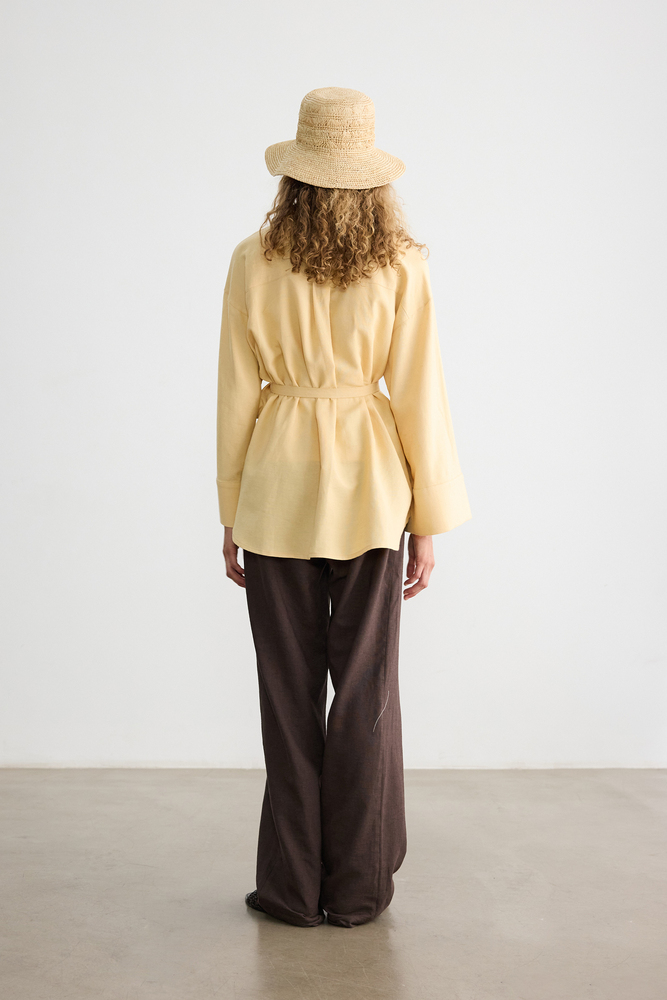 BE BLUE - BUTTER SEDEF DÜĞMELİ PAMUK KETEN GÖMLEK