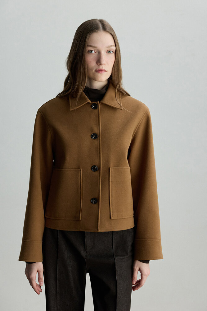 BE BLUE - CAMEL CEP DETAYLI KISA KABAN