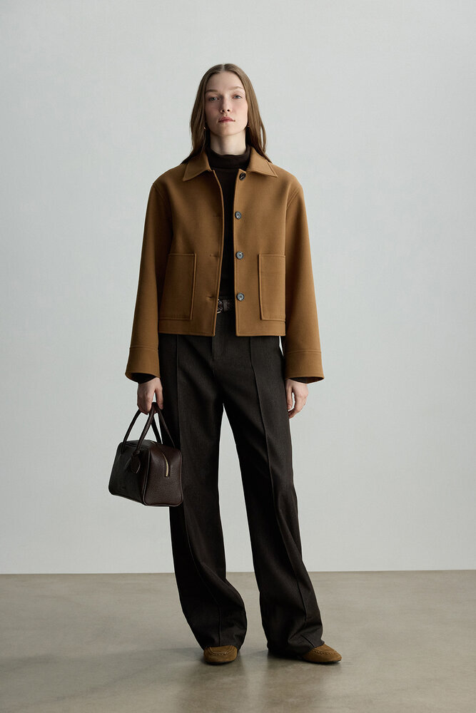 BE BLUE - CAMEL CEP DETAYLI KISA KABAN