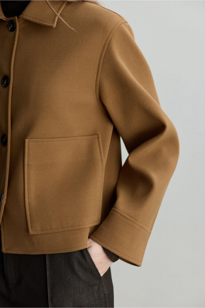 BE BLUE - CAMEL CEP DETAYLI KISA KABAN