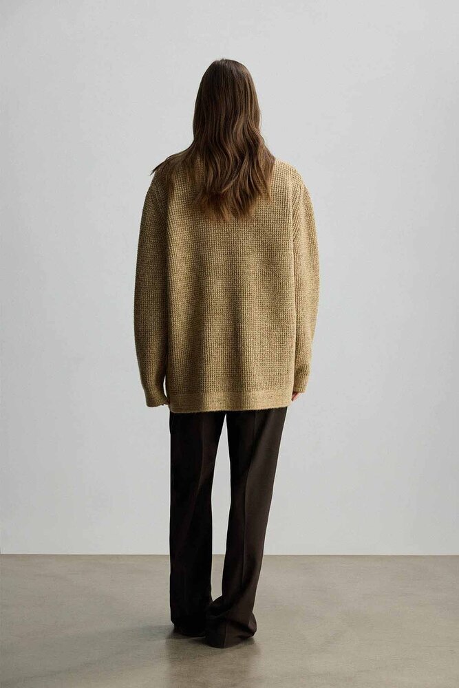 BE BLUE - CAMEL MELANJ GÖRÜNÜMLÜ OVERSIZE KAZAK