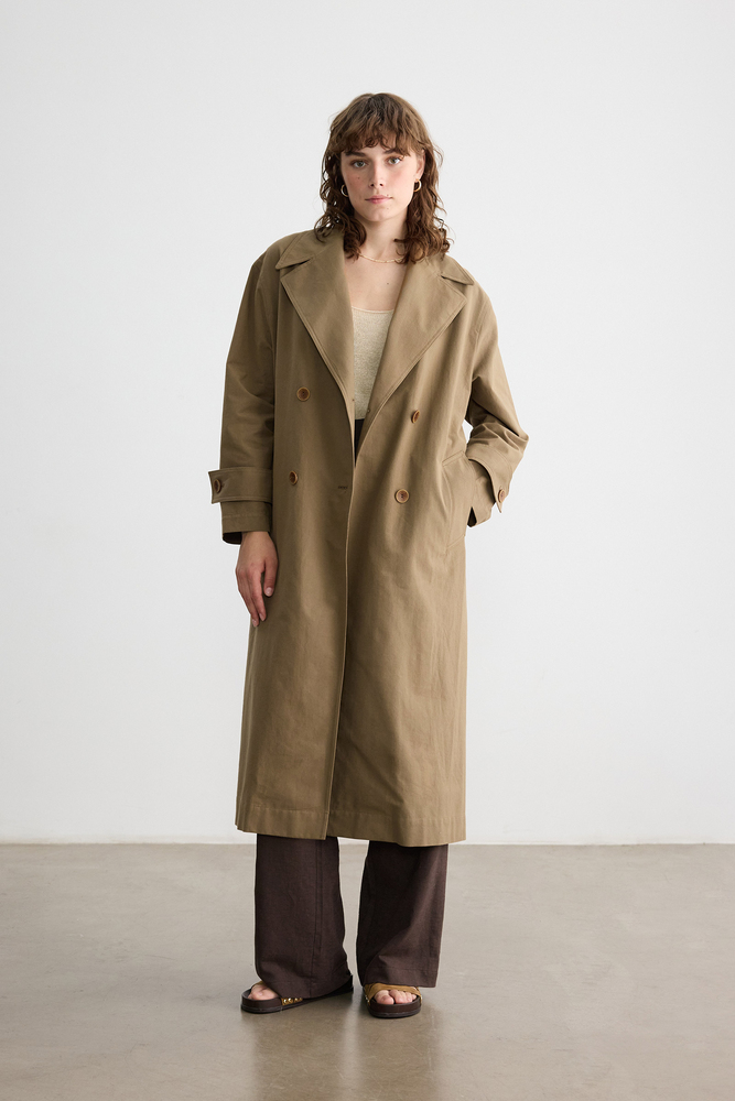 BE BLUE - CEVİZ KABUĞU PAMUKLU TRENÇKOT