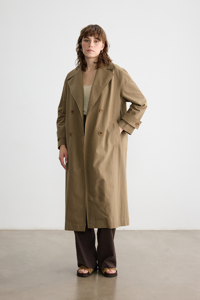 BE BLUE - CEVİZ KABUĞU PAMUKLU TRENÇKOT