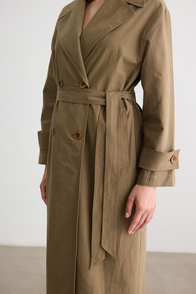 BE BLUE - CEVİZ KABUĞU PAMUKLU TRENÇKOT