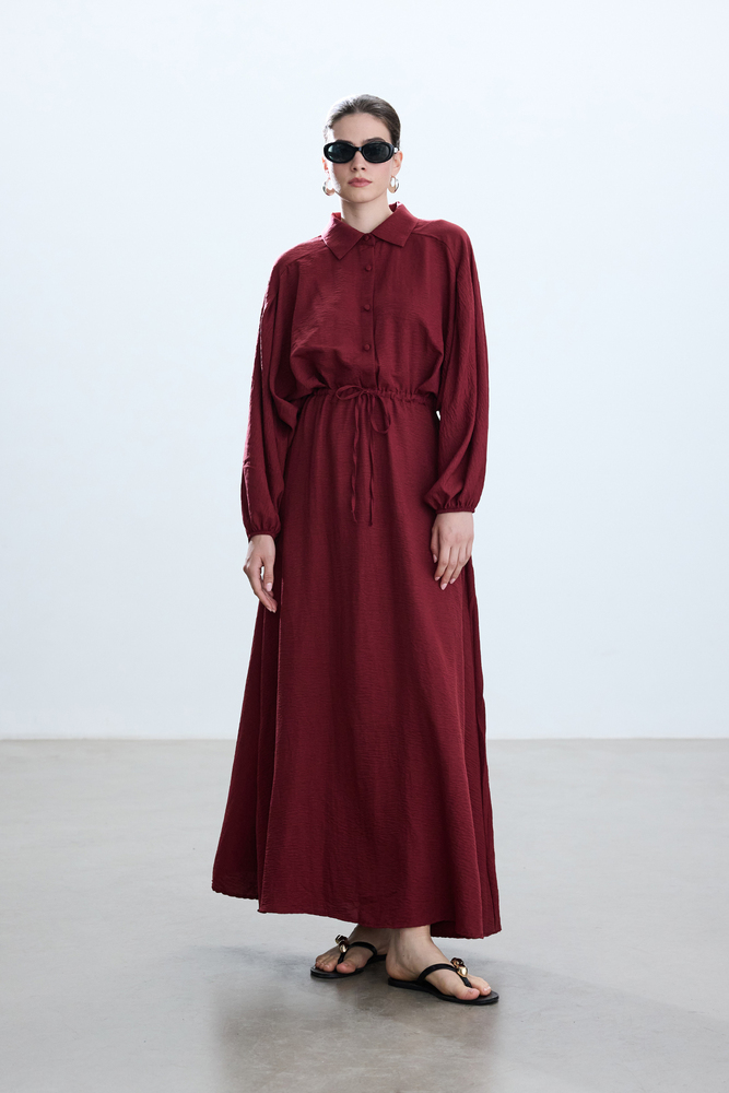 BE BLUE - CHERRY BELİ BÜZGÜLÜ ELBİSE