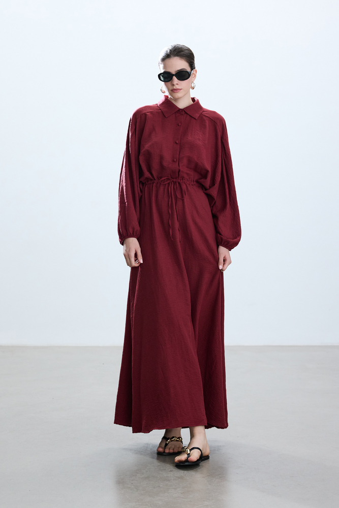 BE BLUE - CHERRY BELİ BÜZGÜLÜ ELBİSE