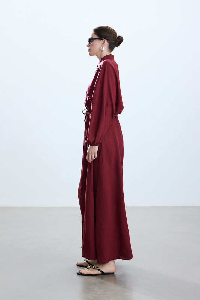 BE BLUE - CHERRY BELİ BÜZGÜLÜ ELBİSE