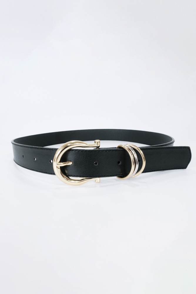 BE BLUE - SİYAH ÇİFT RENK TOKA DETAYLI DERİ KEMER