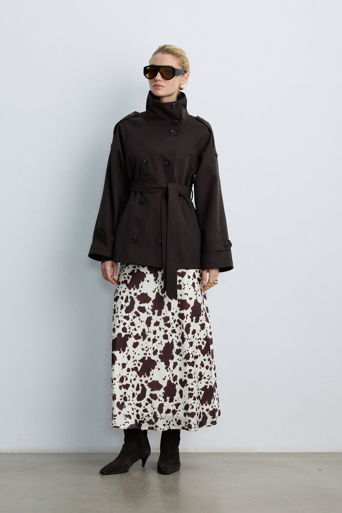 BE BLUE - COW PRINT DESENLİ SATEN ETEK