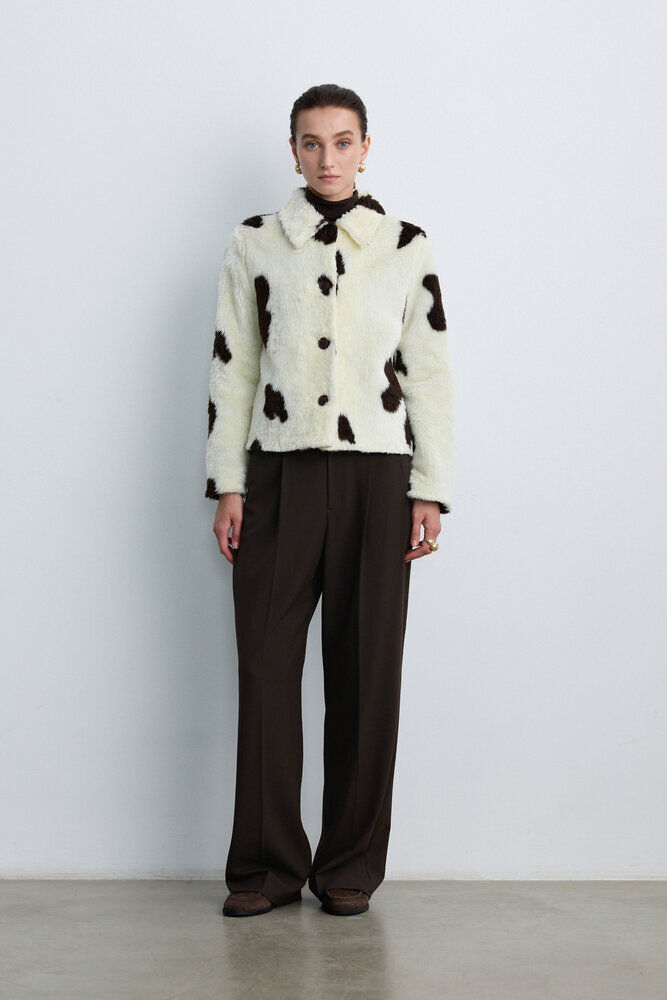 BE BLUE - COW PRINT SUNİ KÜRK CEKET