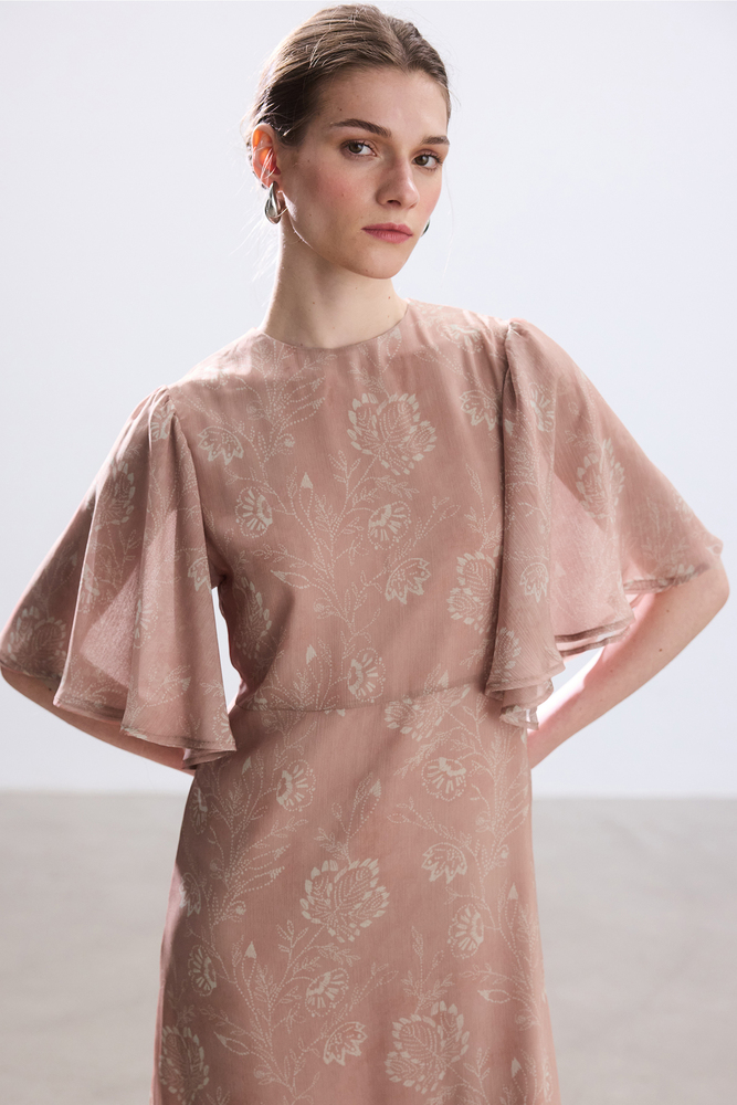 BE BLUE - DESENLİ ROMANTİK ŞİFON ELBİSE