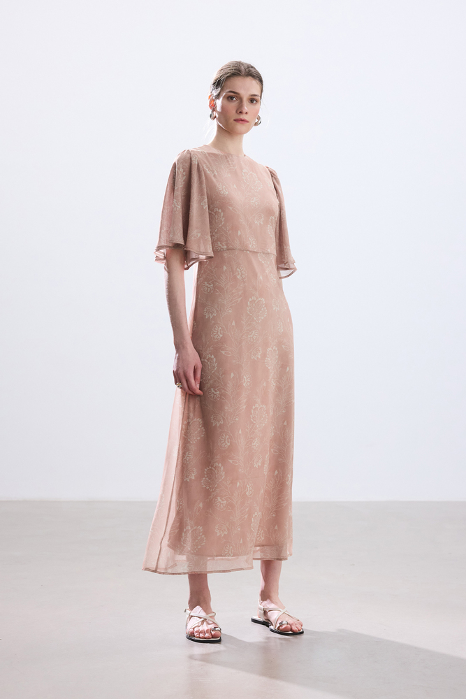 BE BLUE - DESENLİ ROMANTİK ŞİFON ELBİSE