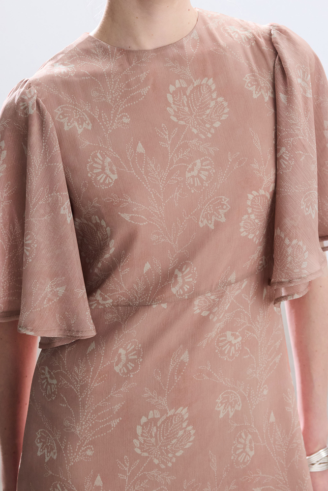 BE BLUE - DESENLİ ROMANTİK ŞİFON ELBİSE