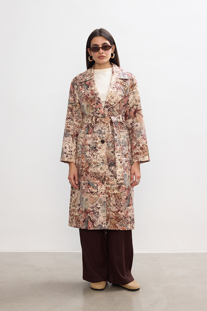 BE BLUE - DESENLİ TRENÇKOT