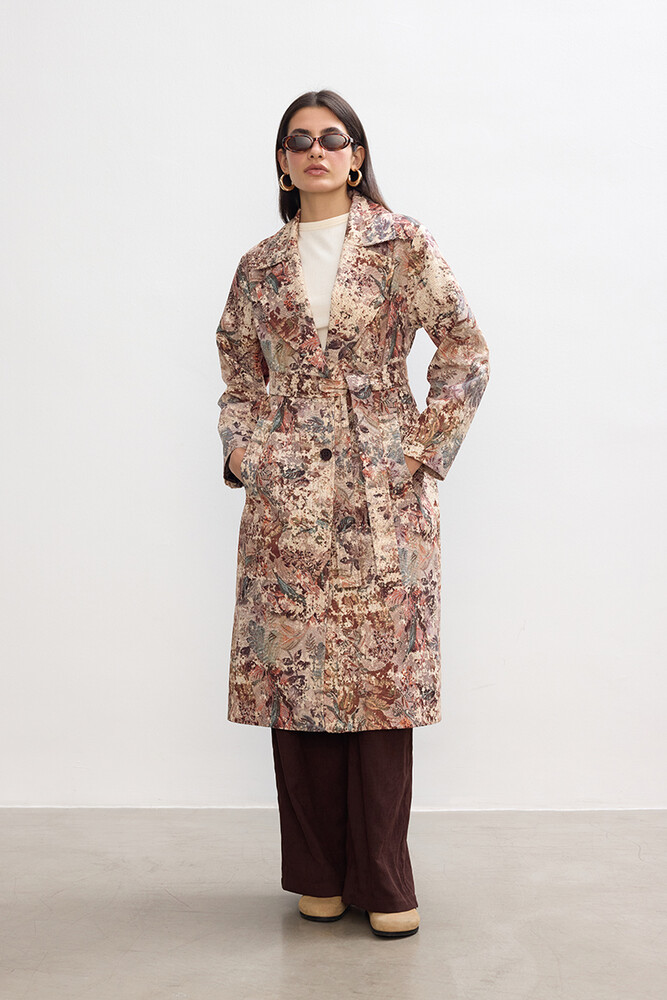 BE BLUE - DESENLİ TRENÇKOT