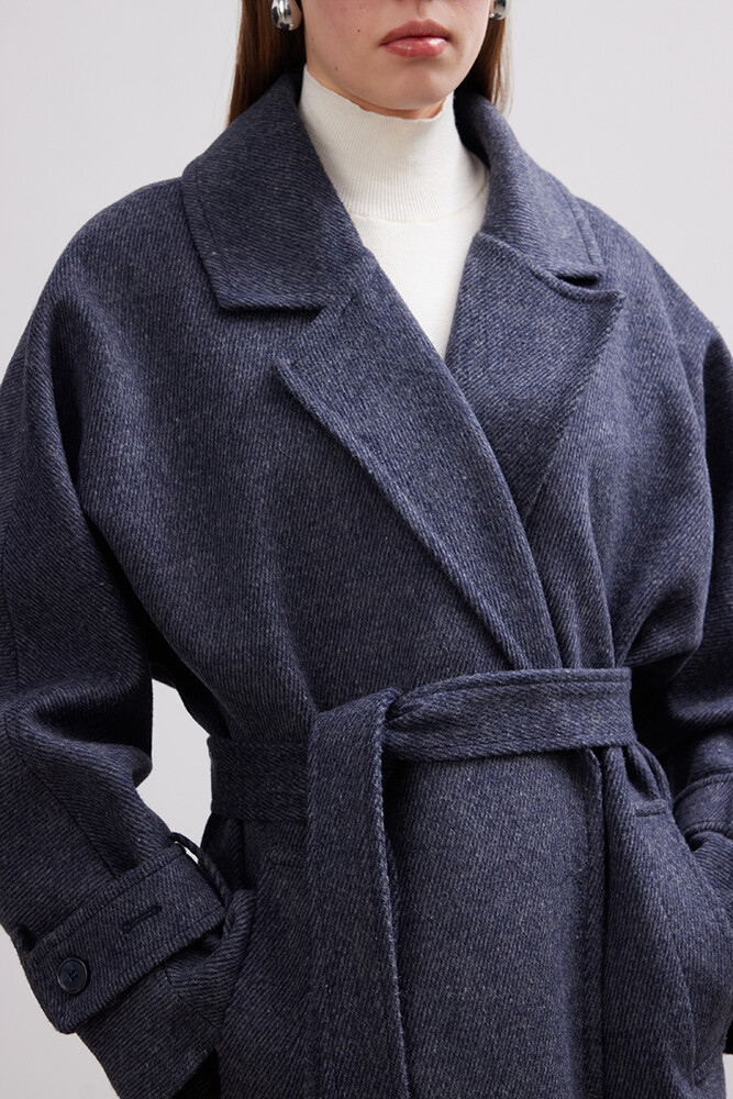 BE BLUE - LACİVERT DİAGONEL KAŞE KABAN