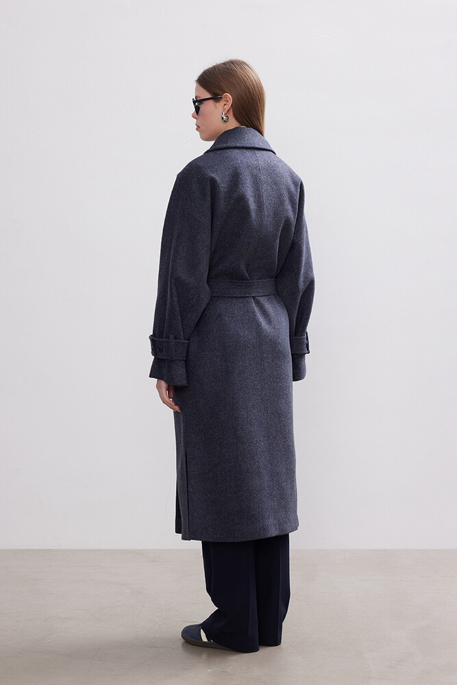 BE BLUE - LACİVERT DİAGONEL KAŞE KABAN