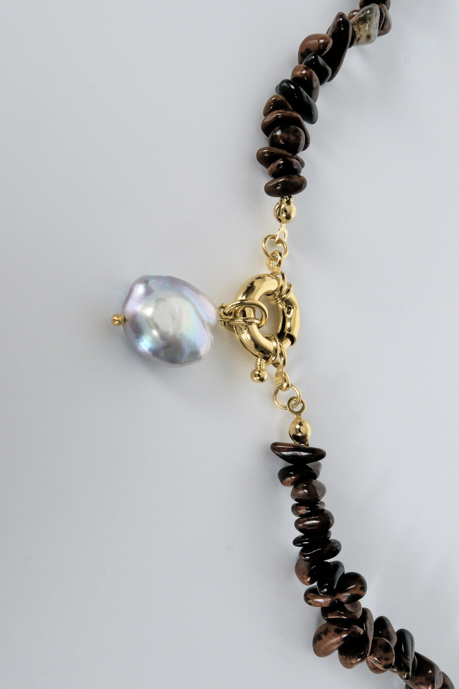 BE BLUE - DOĞAL KAHVERENGİ TAŞLI KOLYE