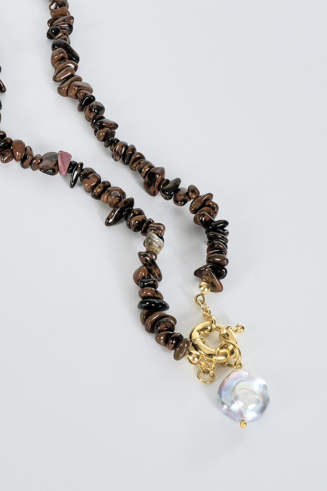 BE BLUE - DOĞAL KAHVERENGİ TAŞLI KOLYE