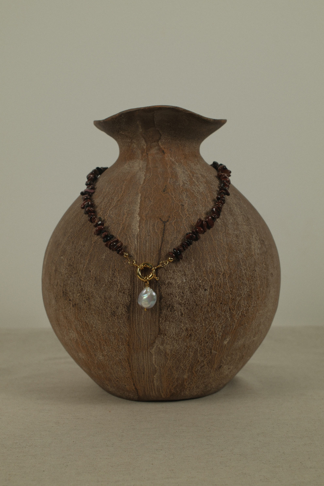 BE BLUE - DOĞAL KAHVERENGİ TAŞLI KOLYE