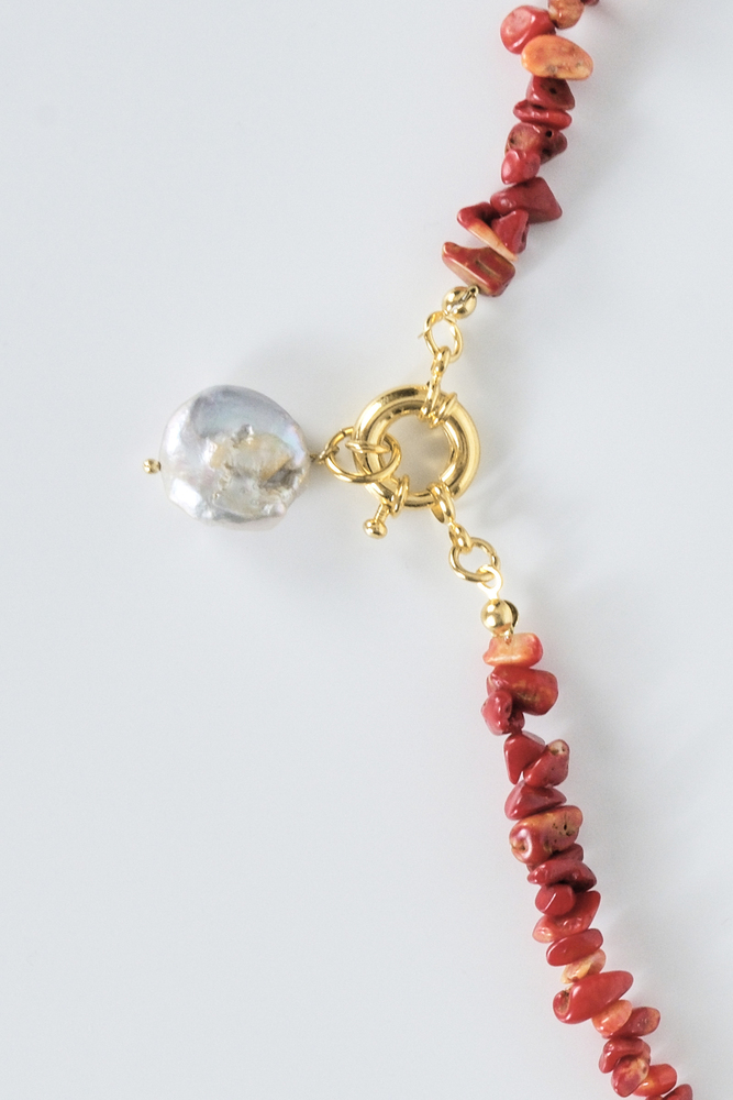 BE BLUE - DOĞAL KIRMIZI TAŞLI KOLYE