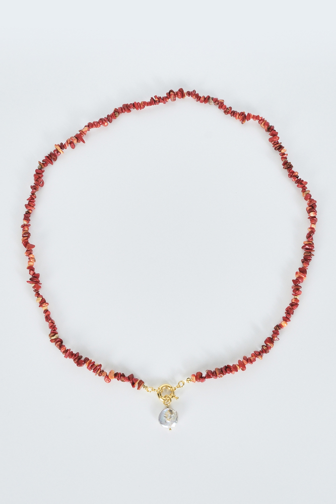 BE BLUE - DOĞAL KIRMIZI TAŞLI KOLYE