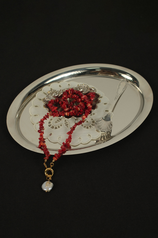 BE BLUE - DOĞAL KIRMIZI TAŞLI KOLYE