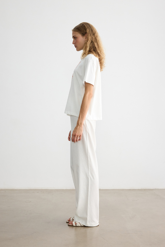 BE BLUE - DOMATES BASKILI KISA KOLLU T-SHIRT