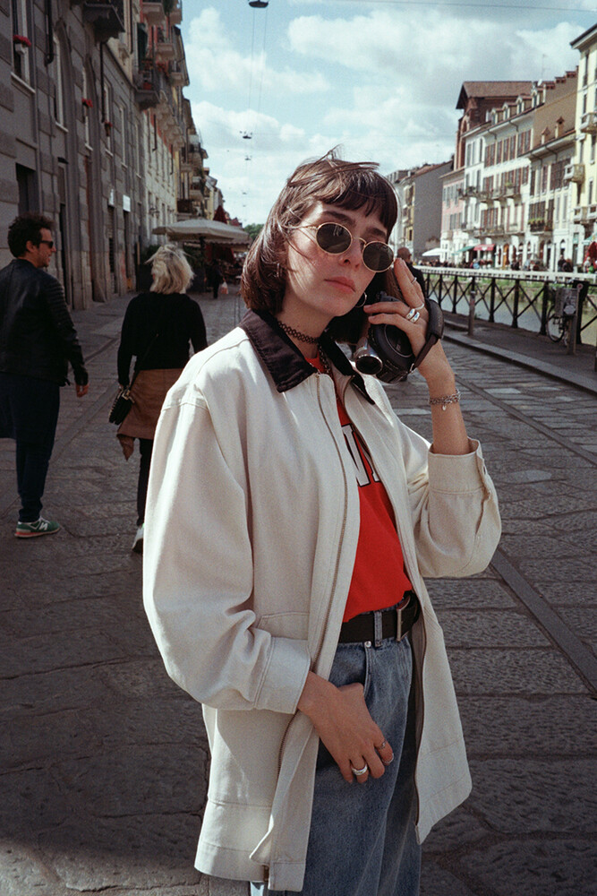 90S EKRU OVERSIZE GABARDİN CEKET - Thumbnail