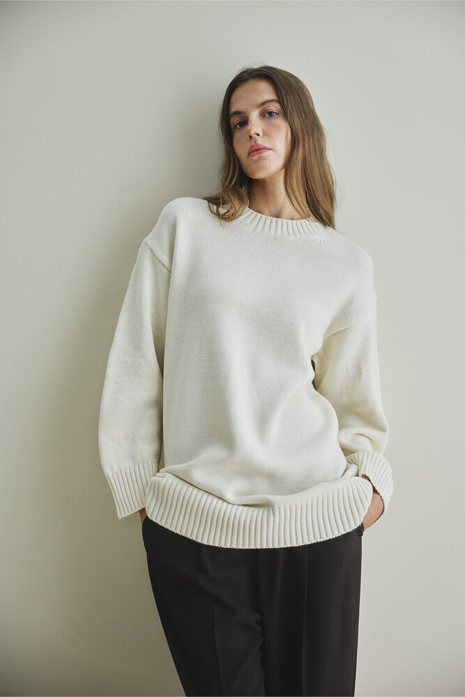 BE BLUE - EKRU BİSİKLET YAKA UZUN KAZAK