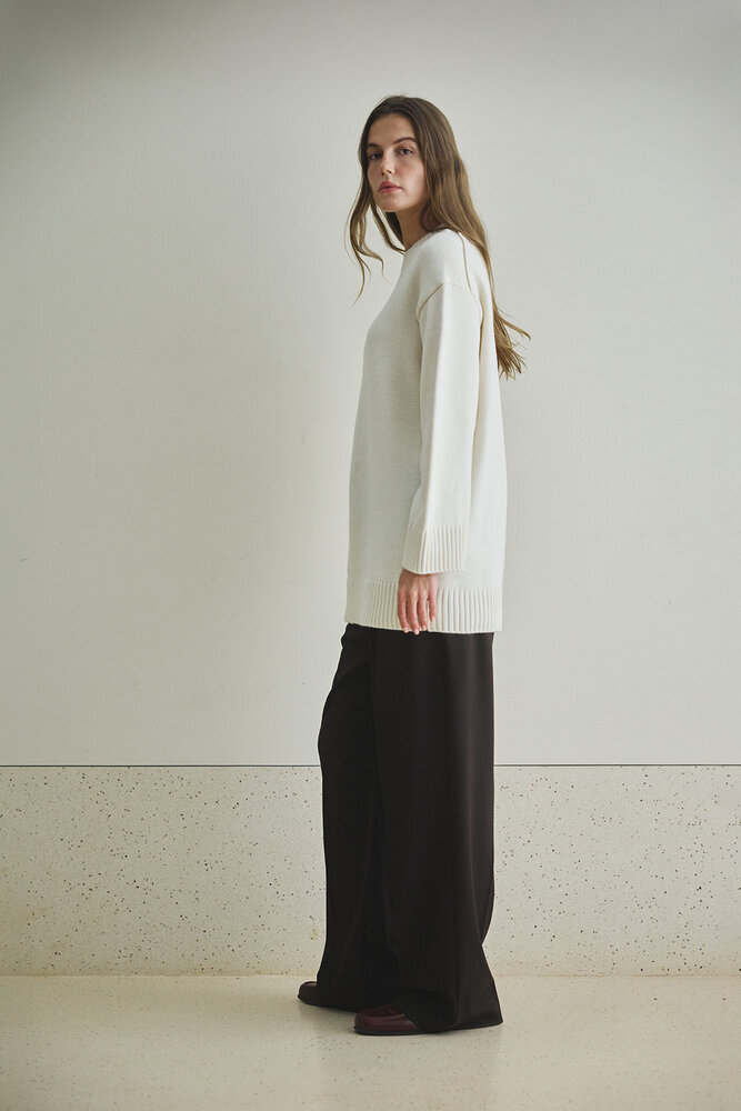 BE BLUE - EKRU BİSİKLET YAKA UZUN KAZAK