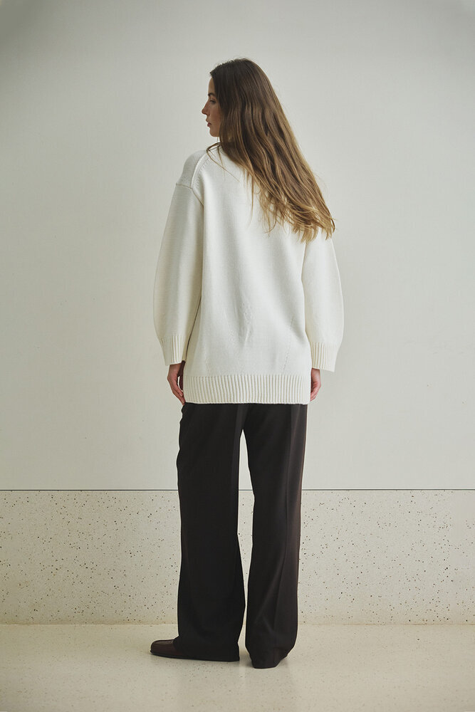 BE BLUE - EKRU BİSİKLET YAKA UZUN KAZAK