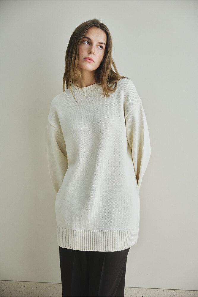 BE BLUE - EKRU BİSİKLET YAKA UZUN KAZAK