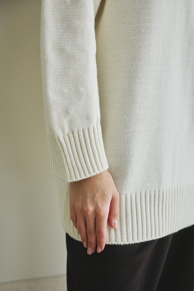 BE BLUE - EKRU BİSİKLET YAKA UZUN KAZAK