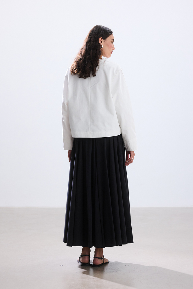 BE BLUE - EKRU DÜĞMELİ PAMUKLU CEKET