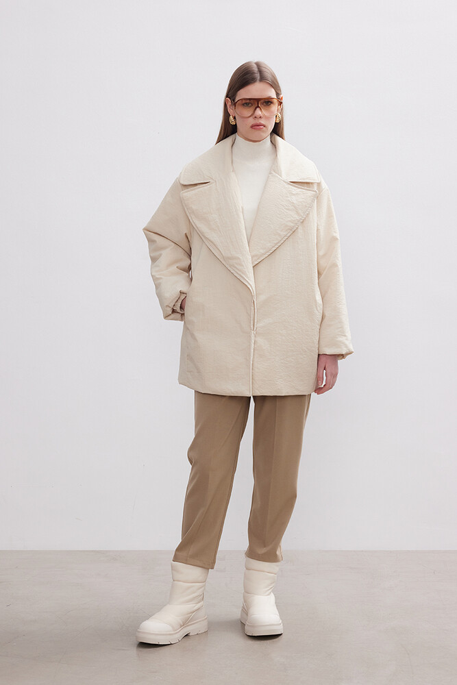 BE BLUE - EKRU KRUVAZE ŞİŞME MONT