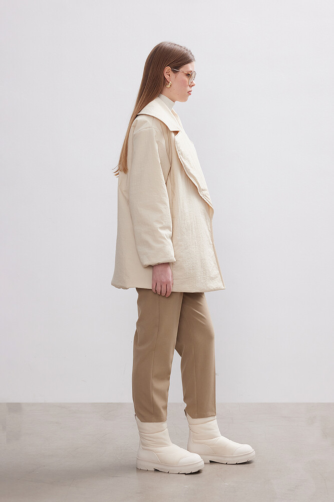 BE BLUE - EKRU KRUVAZE ŞİŞME MONT