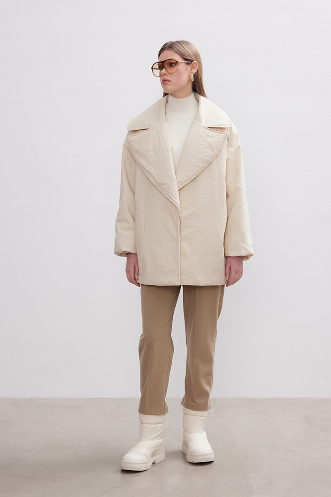 BE BLUE - EKRU KRUVAZE ŞİŞME MONT