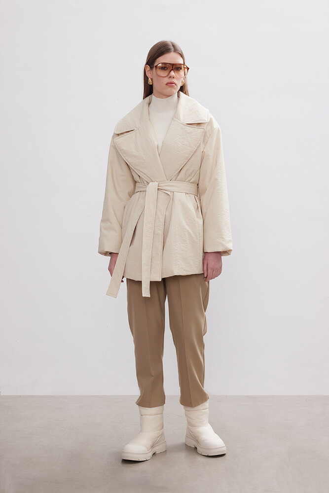 BE BLUE - EKRU KRUVAZE ŞİŞME MONT