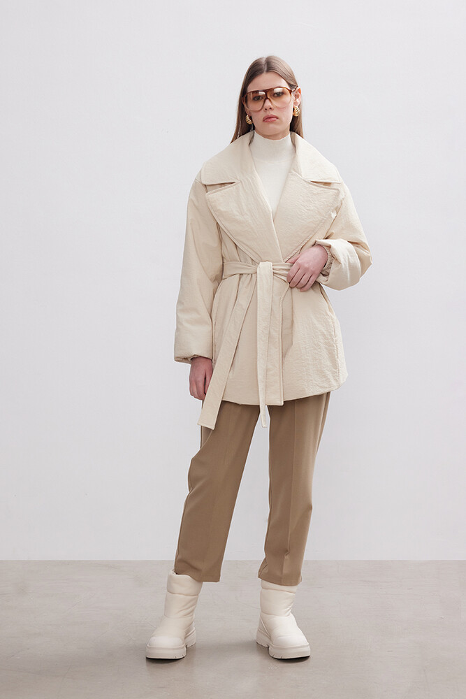 BE BLUE - EKRU KRUVAZE ŞİŞME MONT