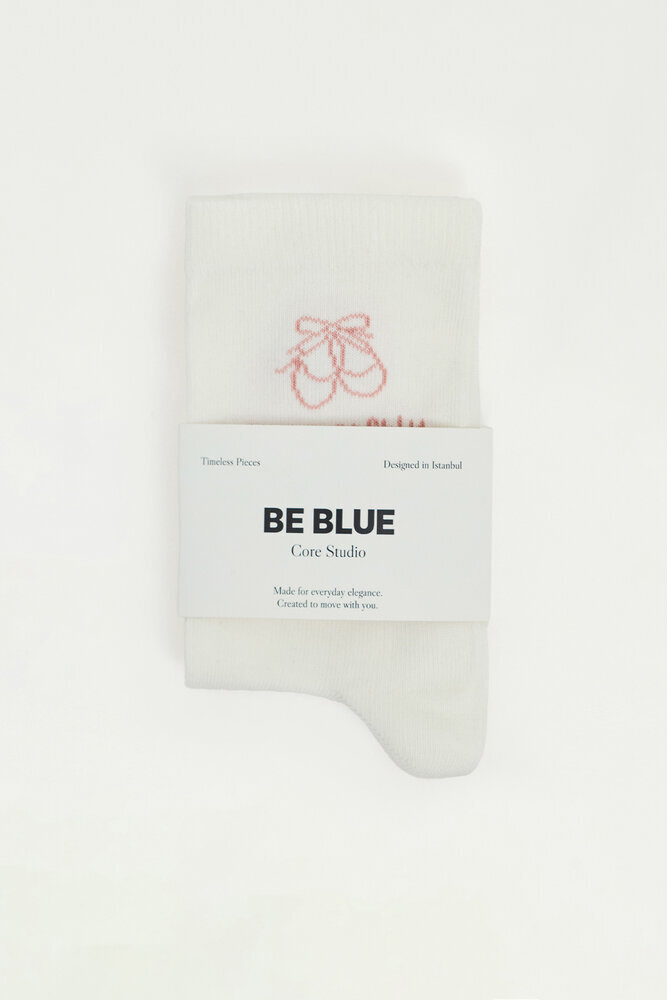 BE BLUE - EKRU NAKIŞLI ÇORAP