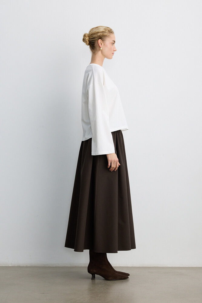 BE BLUE - EKRU UZUN KOLLU NAKIŞLI T-SHIRT