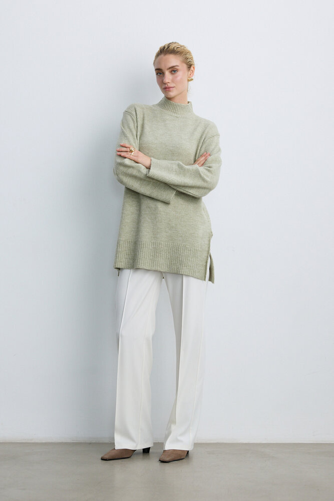 BE BLUE - EKRU NERVÜRLÜ PALAZZO PANTOLON