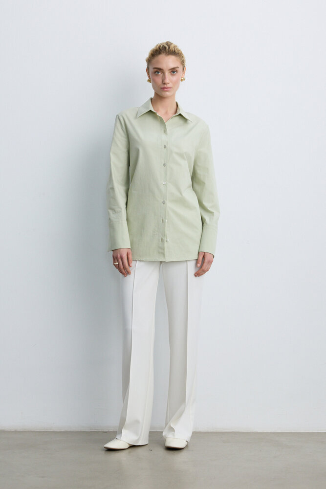 BE BLUE - EKRU NERVÜRLÜ PALAZZO PANTOLON